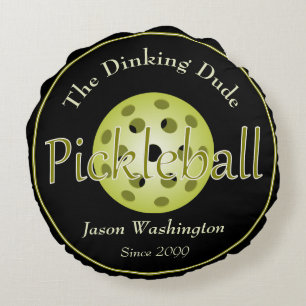 The Dinking Dude Guy / Duo Pickleball Ball Round Cushion