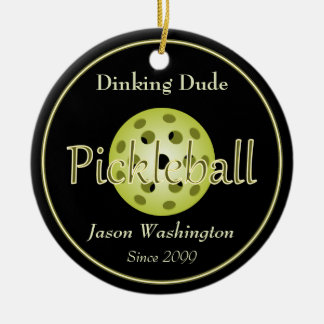 The Dinking Dude Guy Pickleball Ball Ceramic Tree Decoration