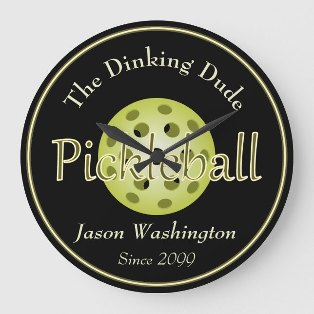The Dinking Dude Guy Pickleball Ball Wall Clock (Front)