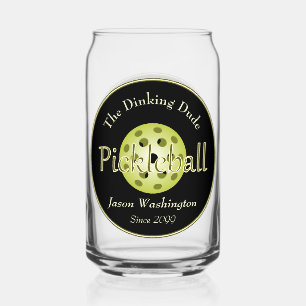 The Dinking Duo or Dude Pickleball Ball Rocks Can Glass