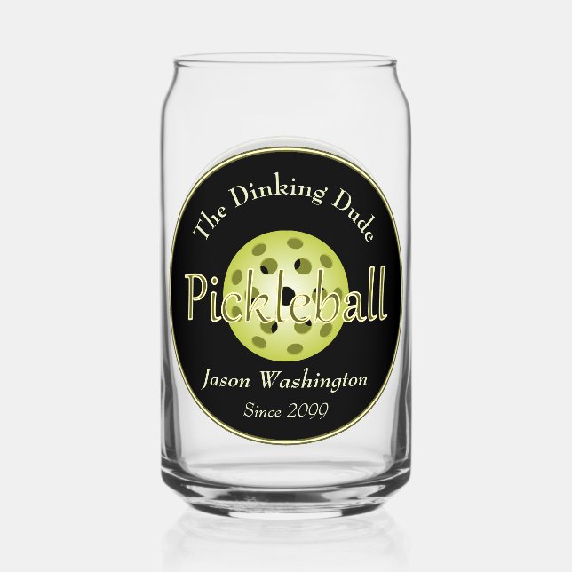 The Dinking Duo or Dude Pickleball Ball Rocks  Can Glass (Front)