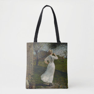 The Dinner Horn by Winslow Homer Tote Bag