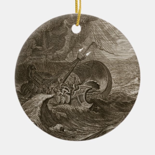 The Dioscuri Protect a Ship, 1731 (engraving) Ceramic Tree Decoration (Front)