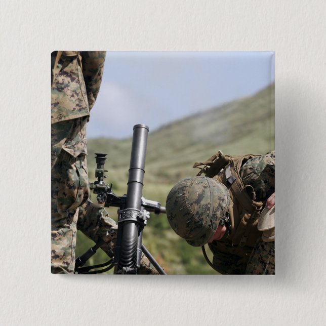 The direct-lay method of firing mortars 15 cm square badge (Front)