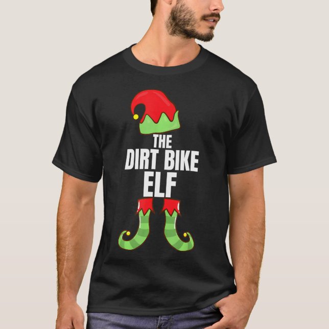 The Dirt Bike Elf Family Funny Christmas Group T-Shirt (Front)