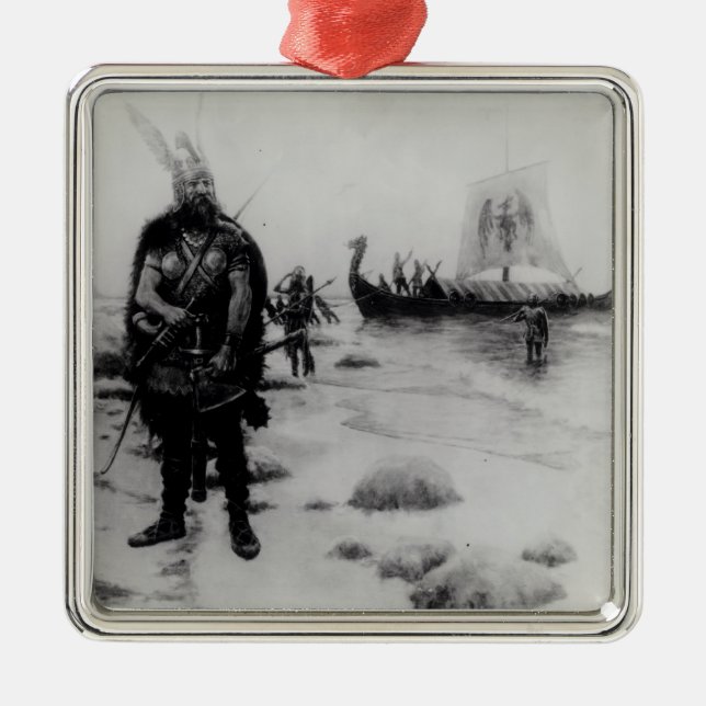 The Discovery of America by Leif Eriksson Metal Tree Decoration (Front)