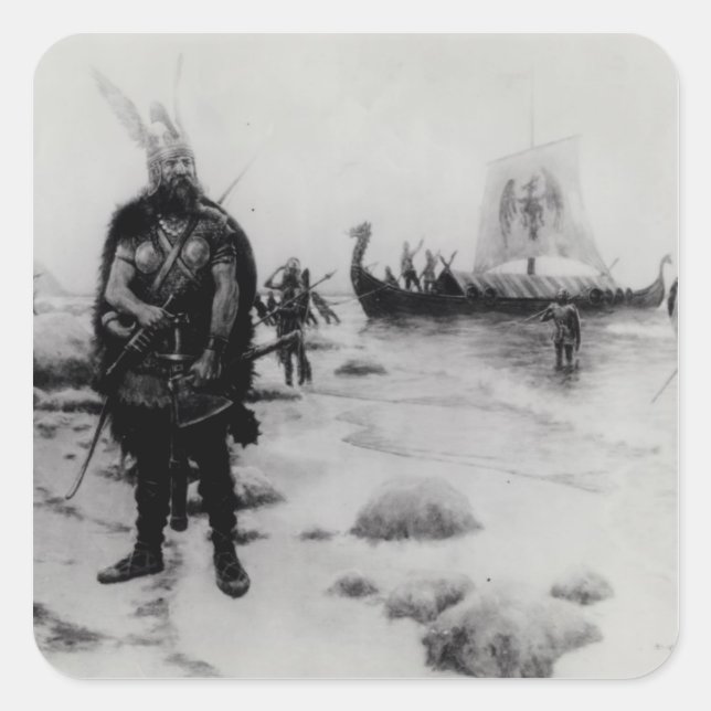 The Discovery of America by Leif Eriksson Square Sticker (Front)