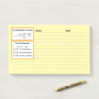The Discriminant & The Quadratic Formula Notepad