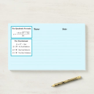 The Discriminant & The Quadratic Formula Notepad