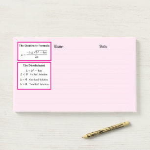 The Discriminant & The Quadratic Formula Notepad