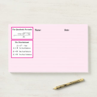 The Discriminant & The Quadratic Formula Notepad