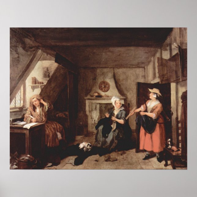 The Distressed Poet (Hogarth 1736) Poster (Front)