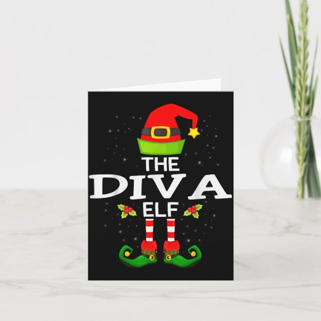 The Diva Elf Christmas Family Matching Pajama  Card (Front)