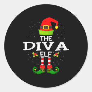 The Diva Elf Christmas Family Matching Pajama Classic Round Sticker