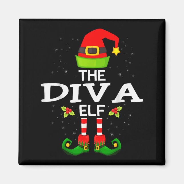 The Diva Elf Christmas Family Matching Pajama  Magnet (Front)