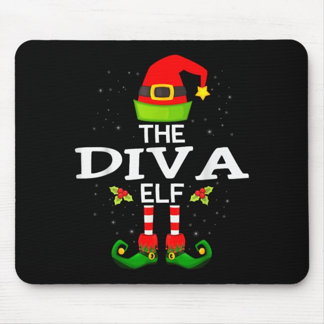 The Diva Elf Christmas Family Matching Pajama  Mouse Mat (Front)