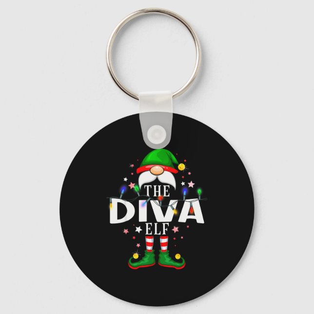 The Diva Elf Christmas Family Pajama Party  Key Ring (Front)