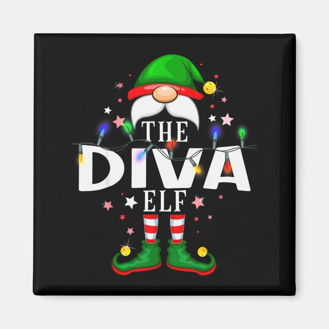 The Diva Elf Christmas Family Pajama Party  Magnet (Front)