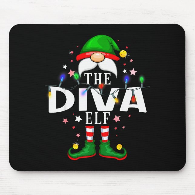 The Diva Elf Christmas Family Pajama Party  Mouse Mat (Front)
