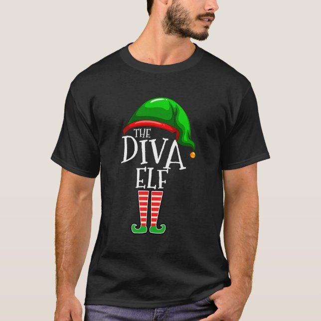 The Diva Elf Family Matching Group Christmas Gift  T-Shirt (Front)