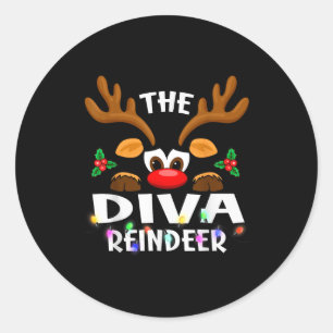 The Diva Reindeer Christmas Men Women Classic Round Sticker