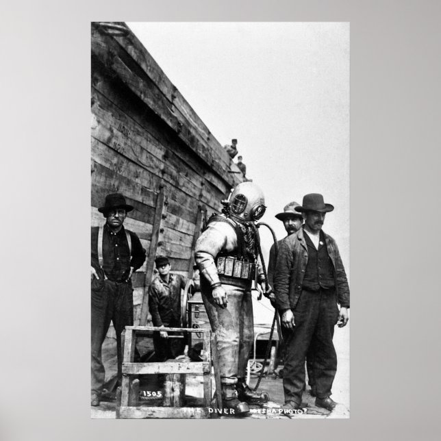 The Diver Vintage Hard Hat Scuba Poster (Front)