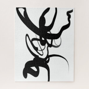 The Divers: Abstract Black and White Jigsaw Puzzle