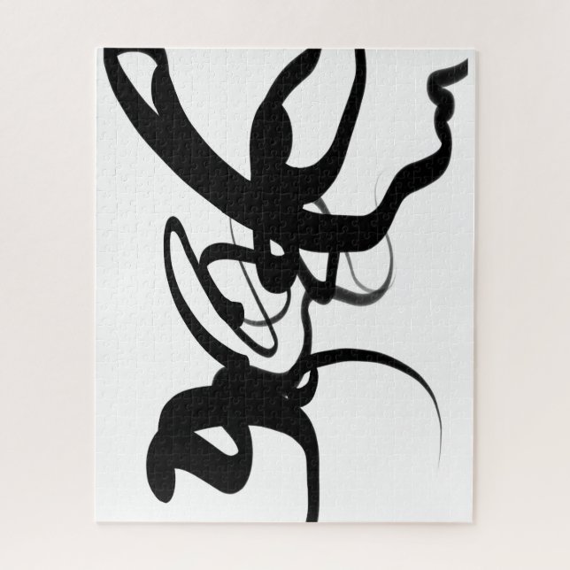 The Divers: Abstract Black and White Jigsaw Puzzle (Vertical)