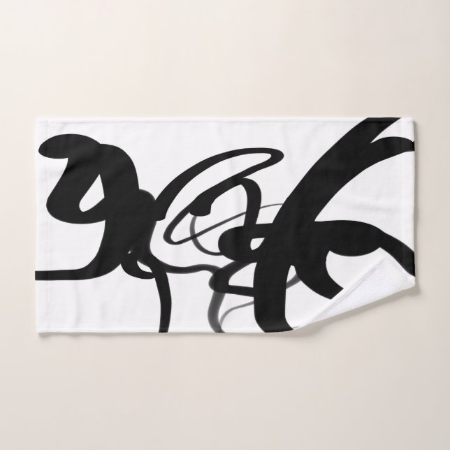 The Divers: Abstract Black & White Bath Towel Set (Hand Towel)