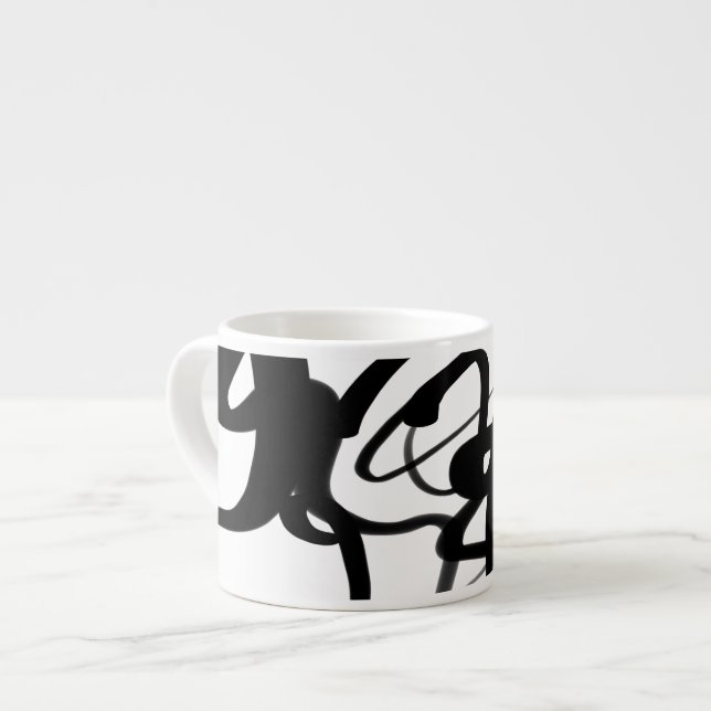 The Divers: Abstract Black & White Espresso Cup (Front Left)