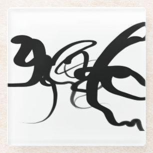 The Divers: Abstract Black & White Glass Coaster