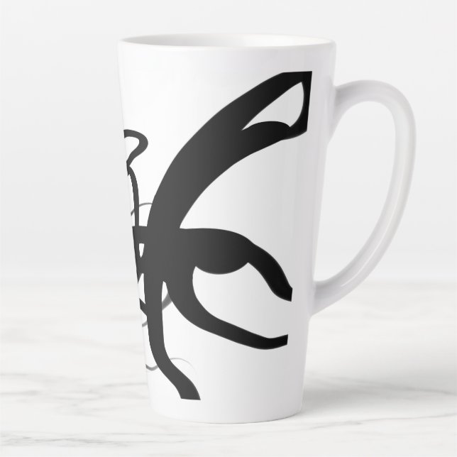The Divers: Abstract Black & White Latte Mug (Right)
