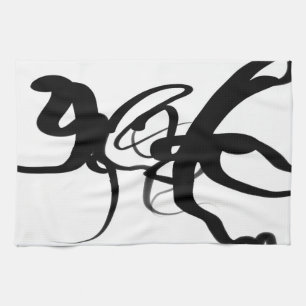 The Divers: Abstract Black & White Tea Towel
