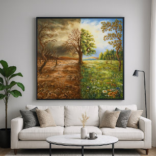 The Divide - Symbolic Contrast Illustration Style Poster