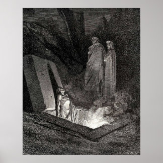 The Divine Comedy Gustave Dore Dante Woodcut illus Poster