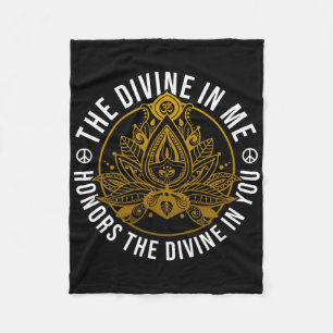 The Divine In Me Positive Message Spiritual Yoga M Fleece Blanket