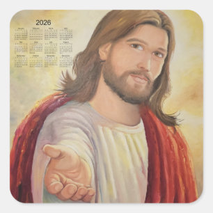 The Divine Invitation: Jesus 2026 Calendar Square Sticker