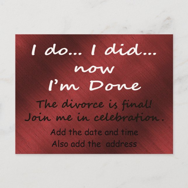 The Divorce is Final Postcard (Front)