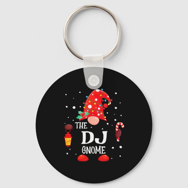 The Dj Gnome Matching Family Christmas Gnome Pajam Key Ring (Front)