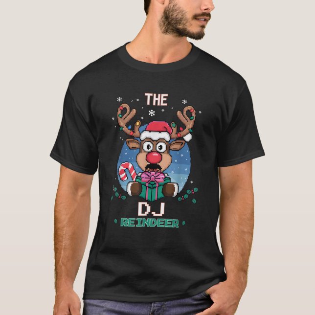 The DJ Reindeer Christmas Matching Family  T-Shirt (Front)