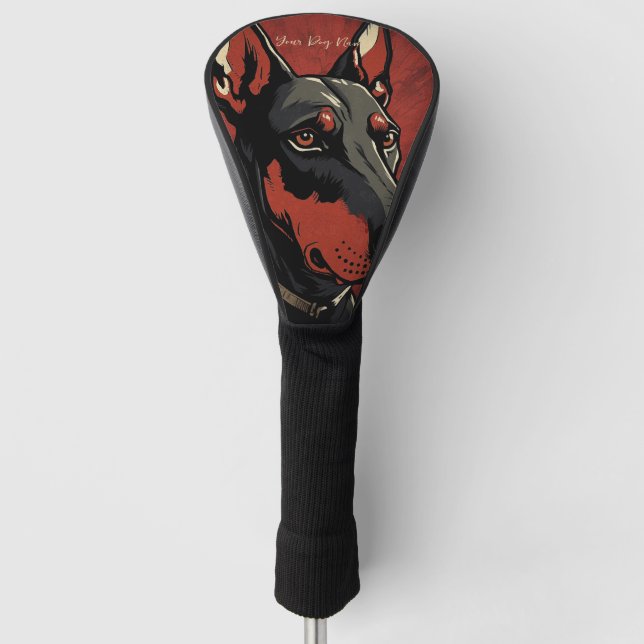 The Doberman Dog, Red and Black 001 - Ulises Dalla Golf Head Cover (Front)