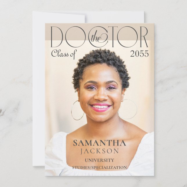 The Doctor Chic Photo Magazine Doctoral Graduation Invitation (Front)