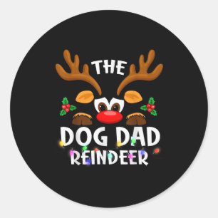 The Dog Dad Reindeer Christmas Men Women Classic Round Sticker