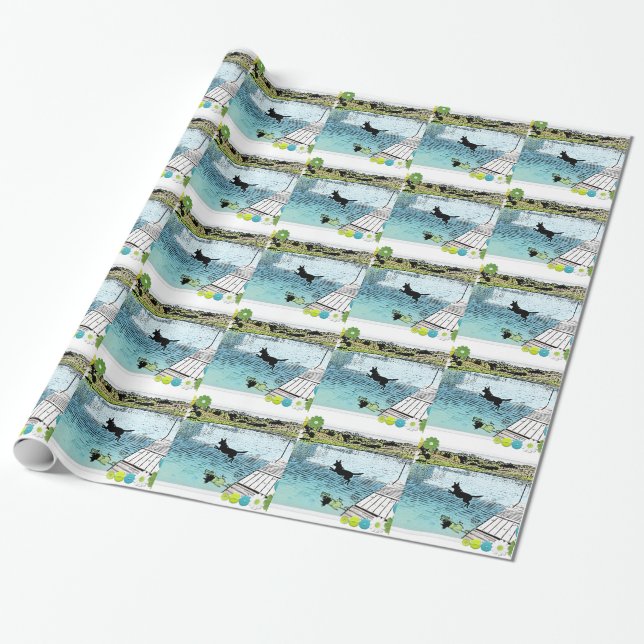 The Dog Days of Summer at the Lake Wrapping Paper (Unrolled)