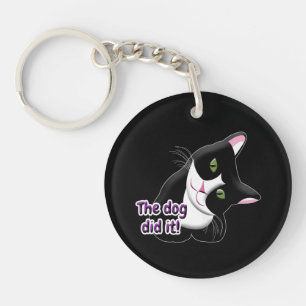 The dog did it Cat Key Ring