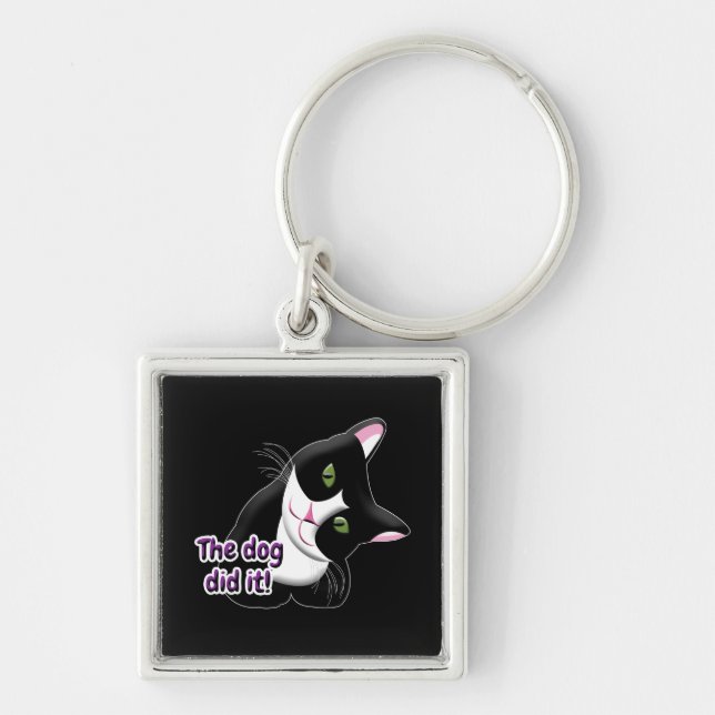 The dog did it Cat Key Ring (Front)