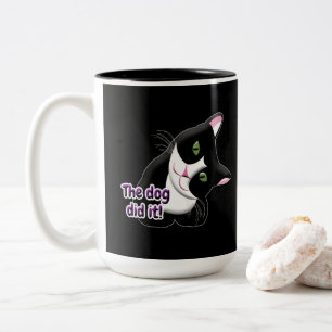 The dog did it Cat Two-Tone Coffee Mug