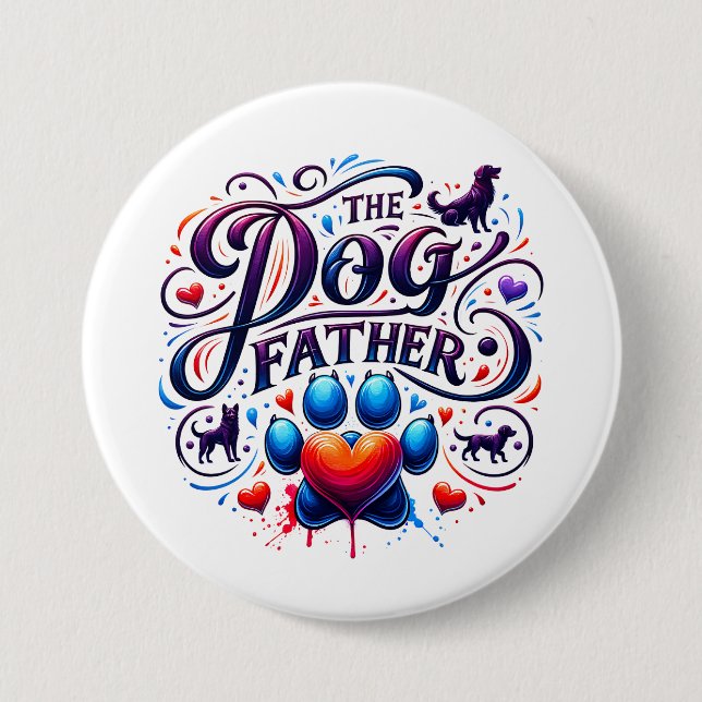 The Dog Father Retro Typography 7.5 Cm Round Badge (Front)