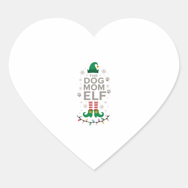 The Dog Mom Elf Xmas Funny Dogs lover Christmas Do Heart Sticker (Front)