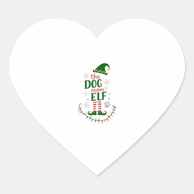 The Dog Mom Elf Xmas Funny Dogs lover Christmas Do Heart Sticker (Front)